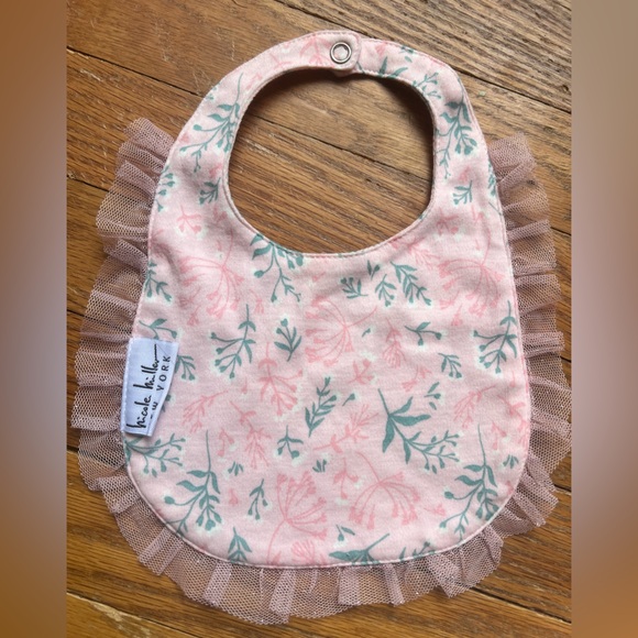 NWOT Pink Floral Baby Dress, Headband & Bib Set with tulle skirt size 0-3month - Picture 6 of 8